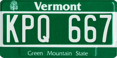 VT license plate KPQ667