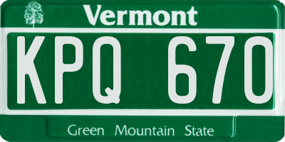 VT license plate KPQ670