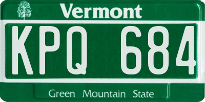 VT license plate KPQ684