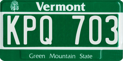 VT license plate KPQ703