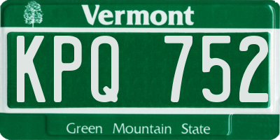 VT license plate KPQ752