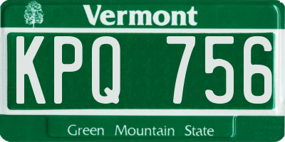 VT license plate KPQ756