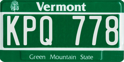 VT license plate KPQ778