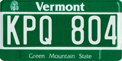 VT license plate KPQ804