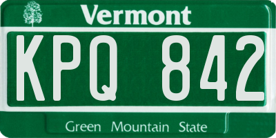 VT license plate KPQ842