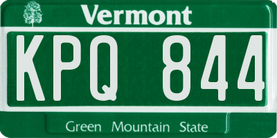 VT license plate KPQ844