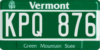VT license plate KPQ876
