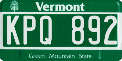 VT license plate KPQ892