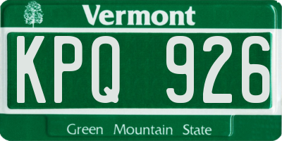 VT license plate KPQ926