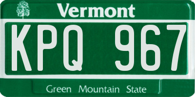 VT license plate KPQ967