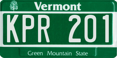 VT license plate KPR201