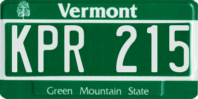 VT license plate KPR215