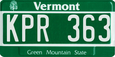VT license plate KPR363