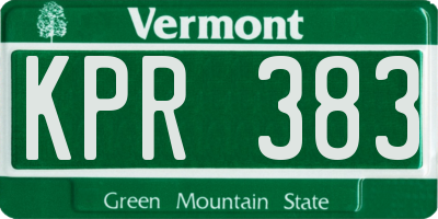 VT license plate KPR383