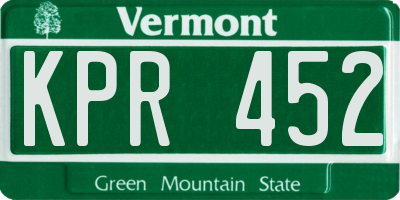 VT license plate KPR452