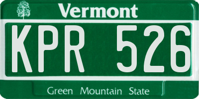 VT license plate KPR526