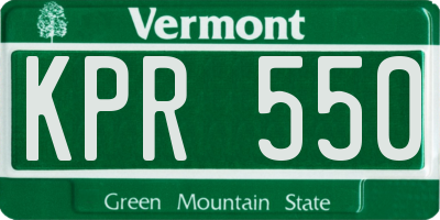 VT license plate KPR550