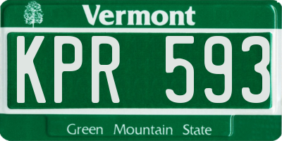 VT license plate KPR593