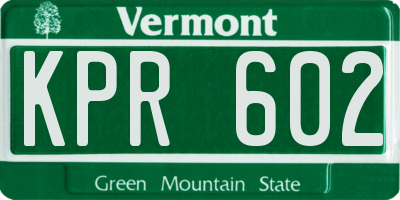 VT license plate KPR602