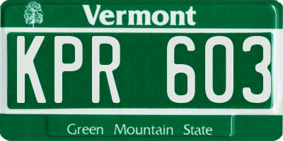 VT license plate KPR603