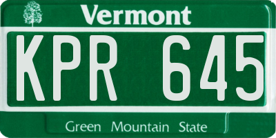 VT license plate KPR645