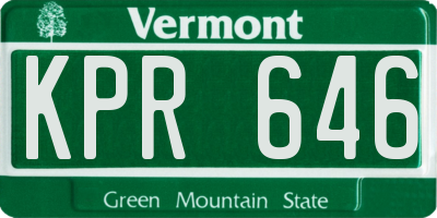 VT license plate KPR646
