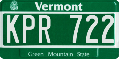 VT license plate KPR722