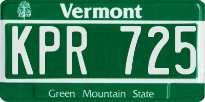 VT license plate KPR725