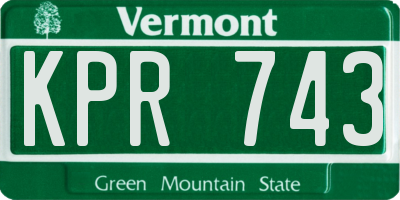VT license plate KPR743