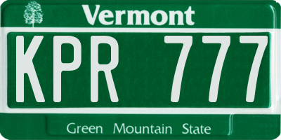 VT license plate KPR777