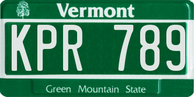 VT license plate KPR789