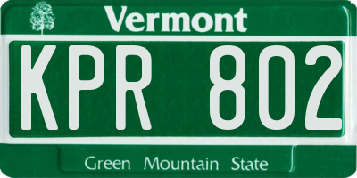 VT license plate KPR802