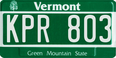 VT license plate KPR803