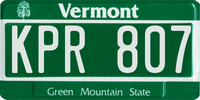 VT license plate KPR807
