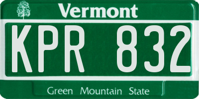 VT license plate KPR832