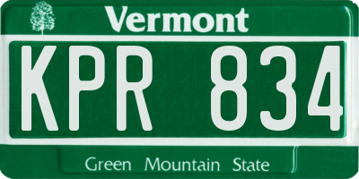 VT license plate KPR834