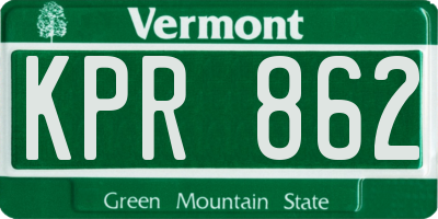 VT license plate KPR862