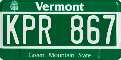 VT license plate KPR867