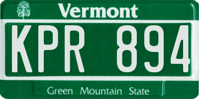 VT license plate KPR894