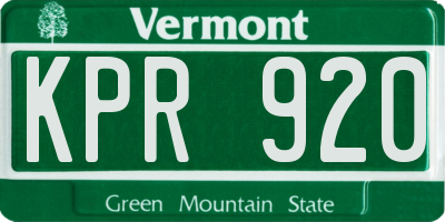 VT license plate KPR920