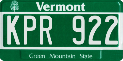 VT license plate KPR922