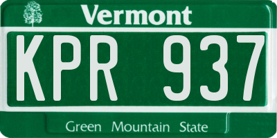 VT license plate KPR937