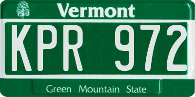 VT license plate KPR972