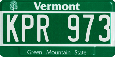 VT license plate KPR973