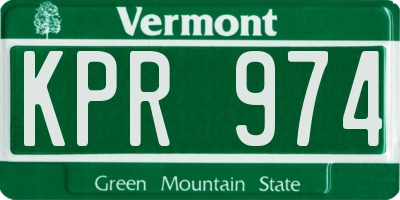 VT license plate KPR974