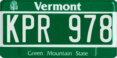 VT license plate KPR978