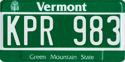 VT license plate KPR983