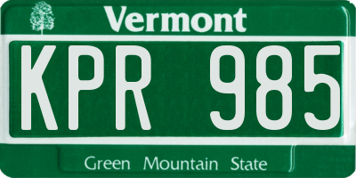 VT license plate KPR985