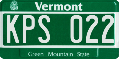 VT license plate KPS022