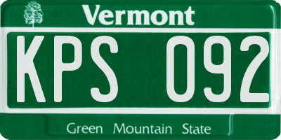 VT license plate KPS092